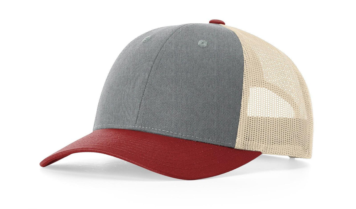 Richardson Custom Embroidered Richardson 115 Low-Profile Trucker Cap - Adjustable Snapback, Mesh Back Cap Custom hat, custom baseball hat, custom trucker hat, custom embroidered hat, embroidered hat