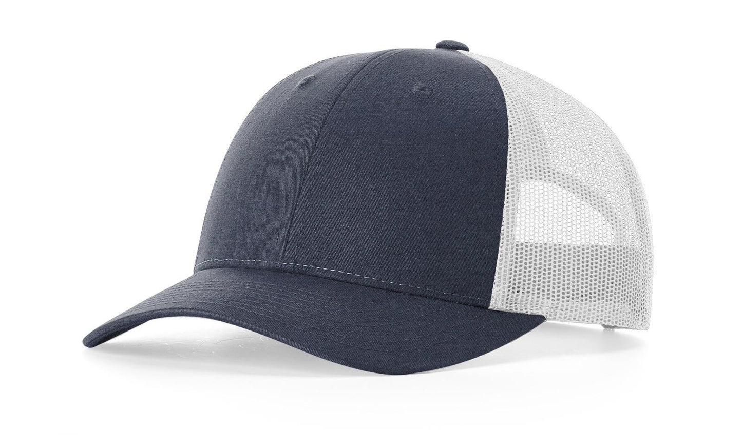 Richardson Custom Embroidered Richardson 115 Low-Profile Trucker Cap - Adjustable Snapback, Mesh Back Cap Custom hat, custom baseball hat, custom trucker hat, custom embroidered hat, embroidered hat