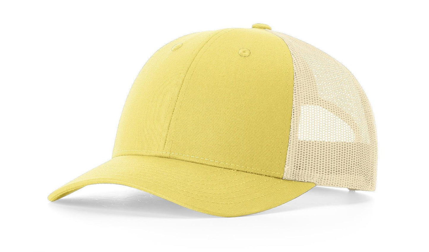 Richardson Custom Embroidered Richardson 115 Low-Profile Trucker Cap - Adjustable Snapback, Mesh Back Cap Custom hat, custom baseball hat, custom trucker hat, custom embroidered hat, embroidered hat