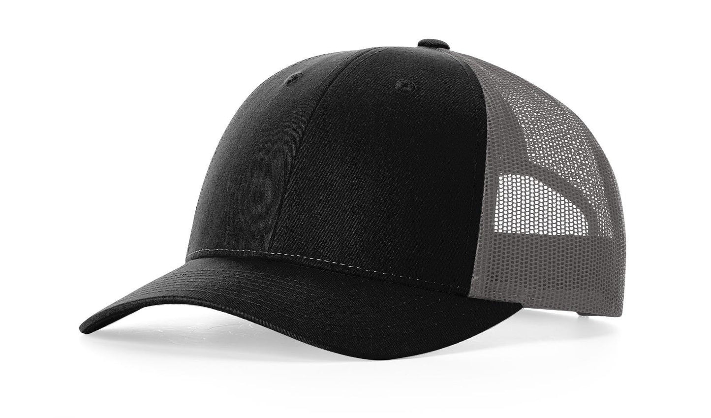 Richardson Custom Embroidered Richardson 115 Low-Profile Trucker Cap - Adjustable Snapback, Mesh Back Cap Custom hat, custom baseball hat, custom trucker hat, custom embroidered hat, embroidered hat