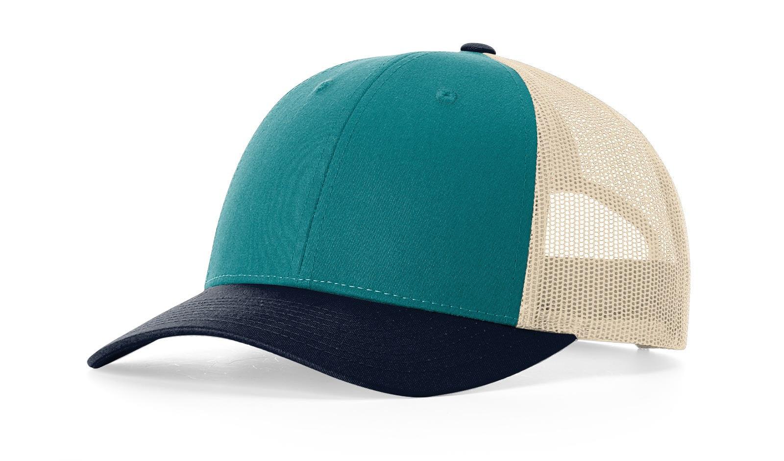 Richardson Custom Embroidered Richardson 115 Low-Profile Trucker Cap - Adjustable Snapback, Mesh Back Cap Custom hat, custom baseball hat, custom trucker hat, custom embroidered hat, embroidered hat