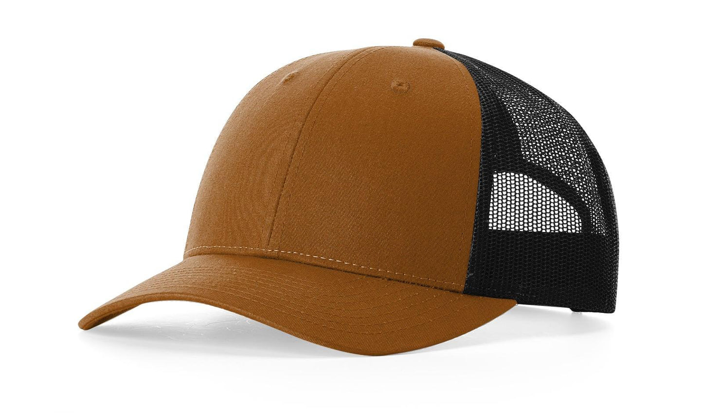 Richardson Custom Embroidered Richardson 115 Low-Profile Trucker Cap - Adjustable Snapback, Mesh Back Cap Custom hat, custom baseball hat, custom trucker hat, custom embroidered hat, embroidered hat