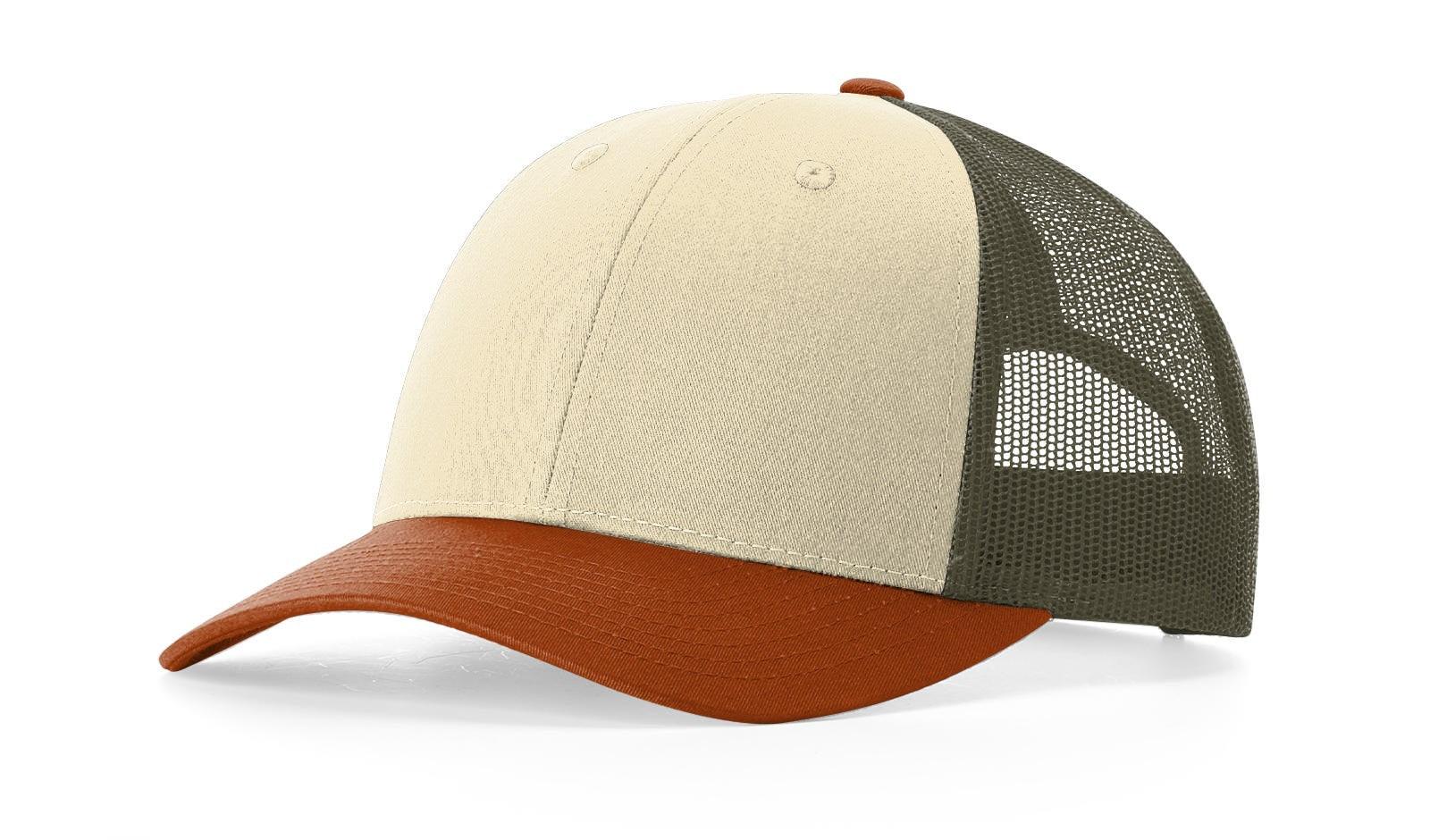 Richardson Custom Embroidered Richardson 115 Low-Profile Trucker Cap - Adjustable Snapback, Mesh Back Cap Custom hat, custom baseball hat, custom trucker hat, custom embroidered hat, embroidered hat