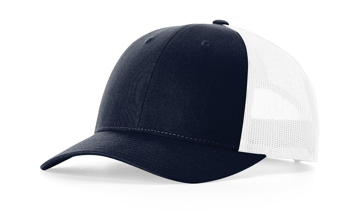 Richardson Custom Embroidered Richardson 115 Low-Profile Trucker Cap - Adjustable Snapback, Mesh Back Cap Custom hat, custom baseball hat, custom trucker hat, custom embroidered hat, embroidered hat