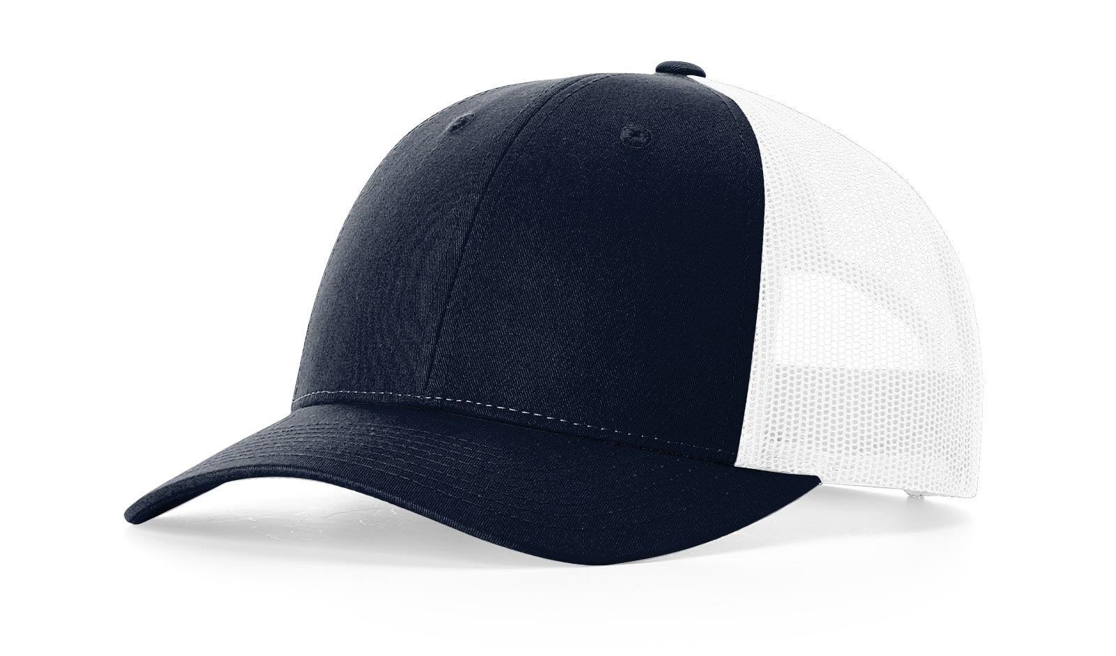 Richardson Custom Embroidered Richardson 115 Low-Profile Trucker Cap - Adjustable Snapback, Mesh Back Cap Custom hat, custom baseball hat, custom trucker hat, custom embroidered hat, embroidered hat