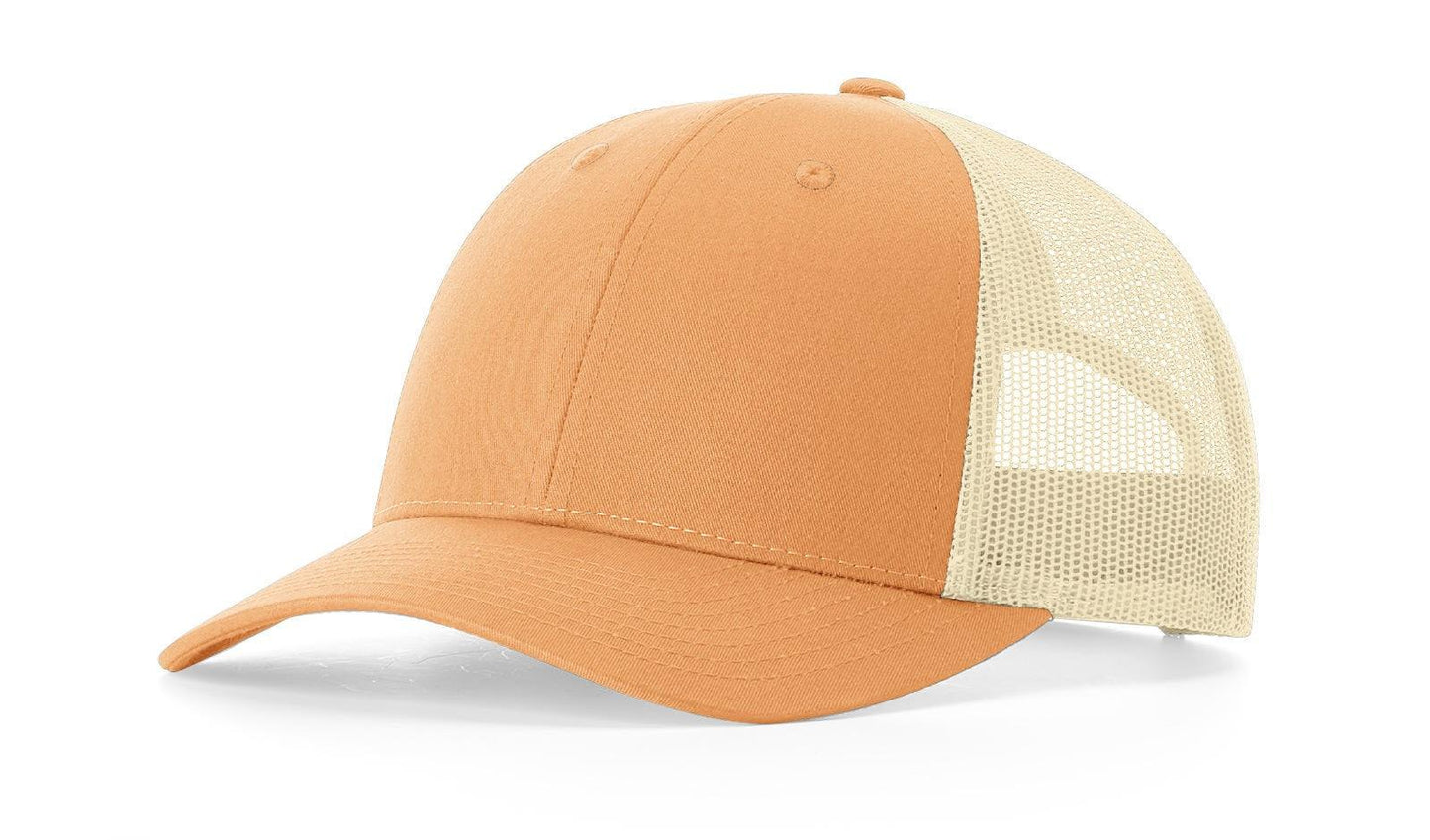 Richardson Custom Embroidered Richardson 115 Low-Profile Trucker Cap - Adjustable Snapback, Mesh Back Cap Custom hat, custom baseball hat, custom trucker hat, custom embroidered hat, embroidered hat