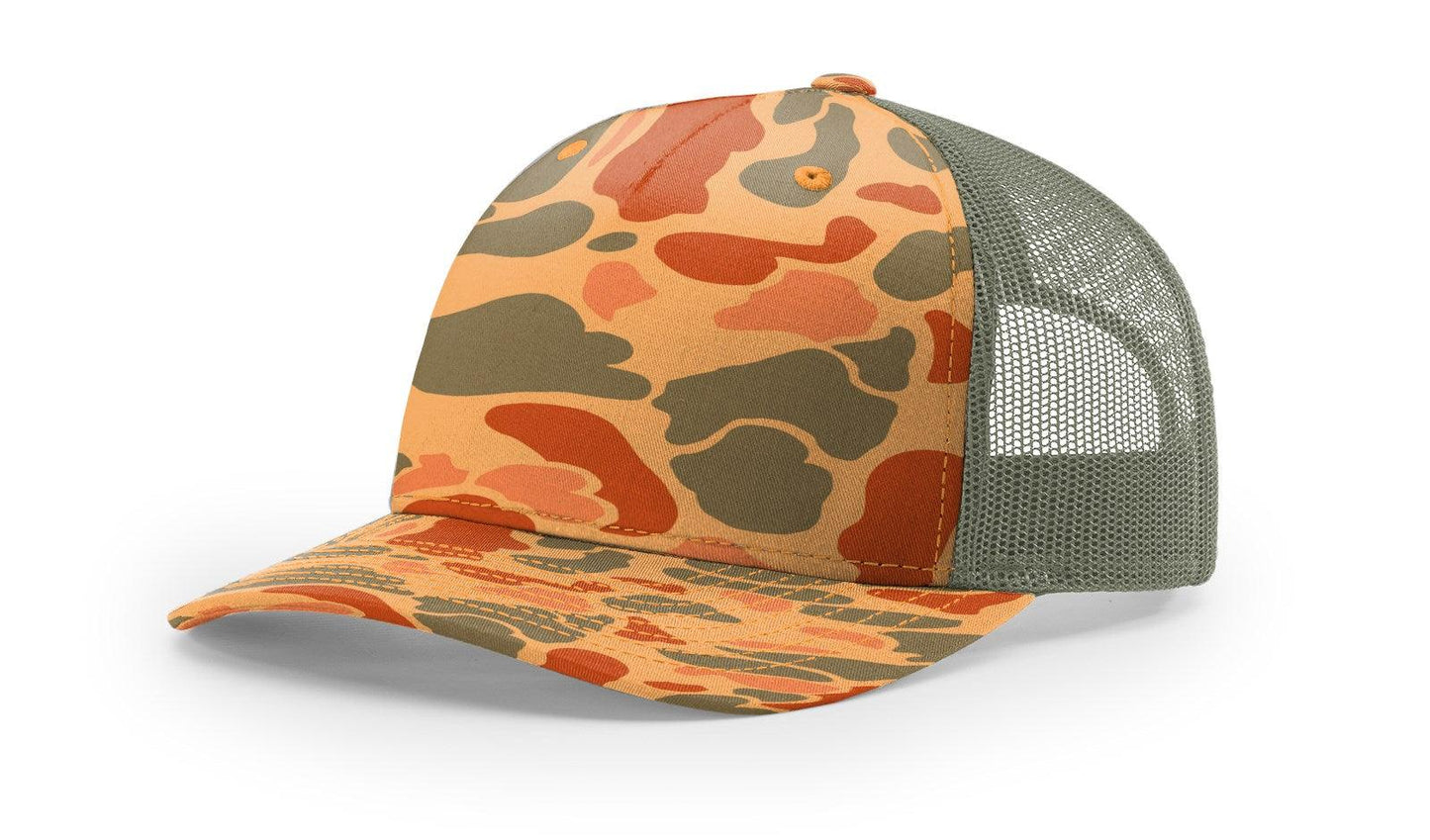Richardson Custom Embroidered Richardson 112PFP Duck Five-Panel Trucker Cap Custom hat, custom baseball hat, custom trucker hat, custom embroidered hat, embroidered hat