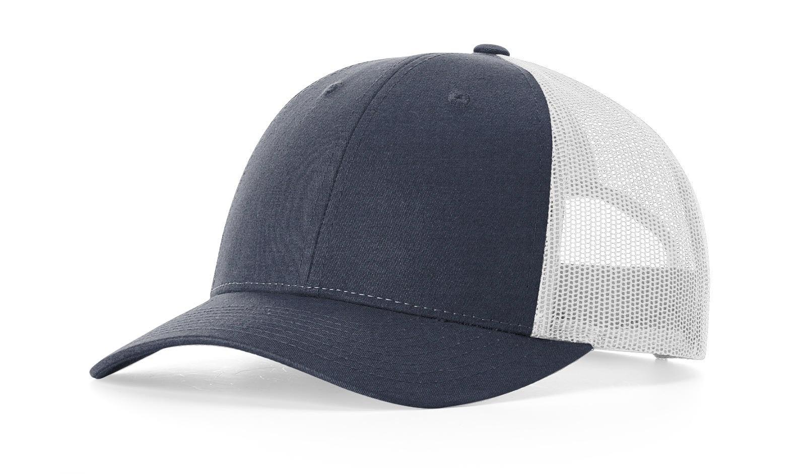 Richardson Custom Embroidered Richardson 115 Low-Profile Trucker Cap - Adjustable Snapback, Mesh Back Cap Custom hat, custom baseball hat, custom trucker hat, custom embroidered hat, embroidered hat