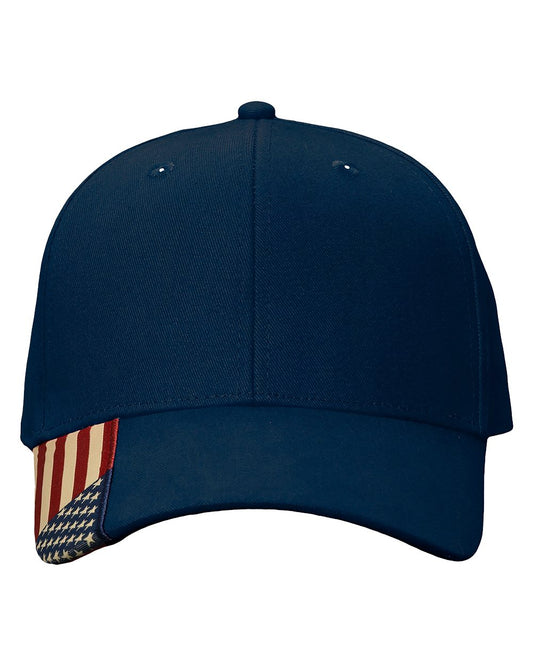 Custom Embroidered USA Flag Cap - Kati AM350 with Woven Flag on Visor